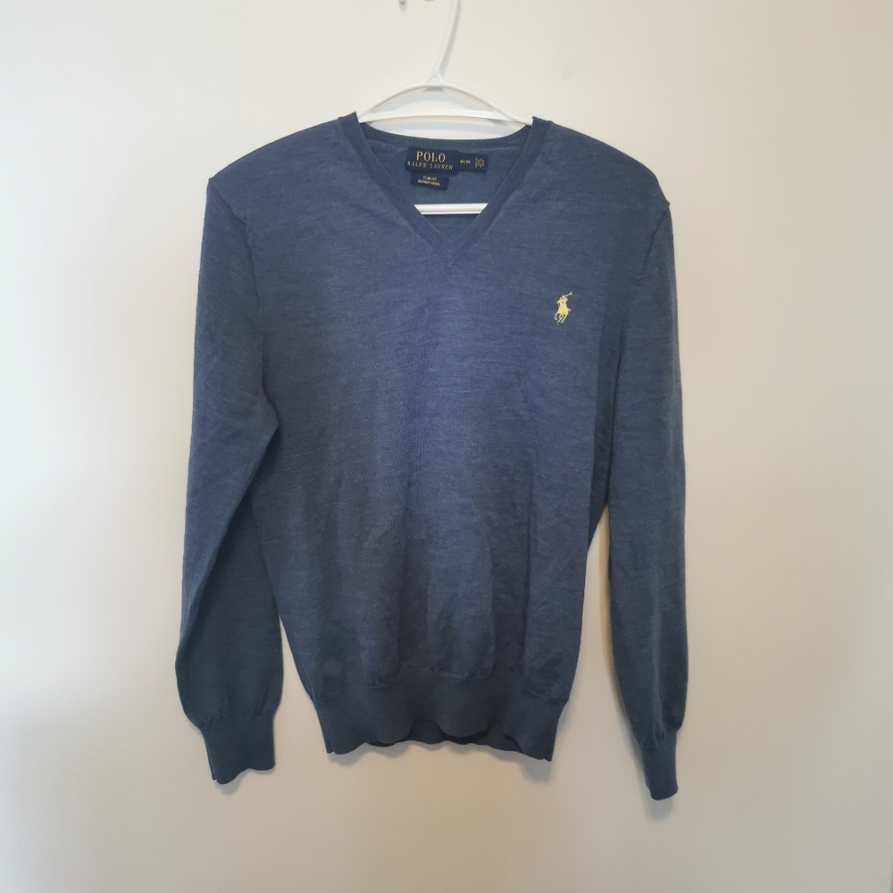 RALPH LAUREN | Merino wool slim fit v neck sweater size M